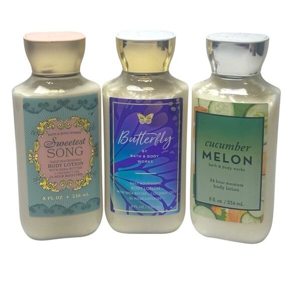 Bath & Body Works Body Lotion Trio - Sweetest Song, Butterfly, Cucumber Melon - Picture 1 of 6